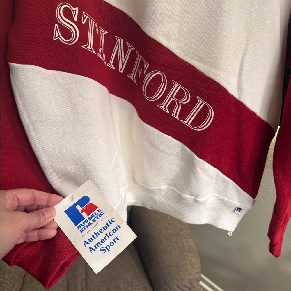 NWT VTG Russell Athletic Red and White STANFORD Crewneck. Medium